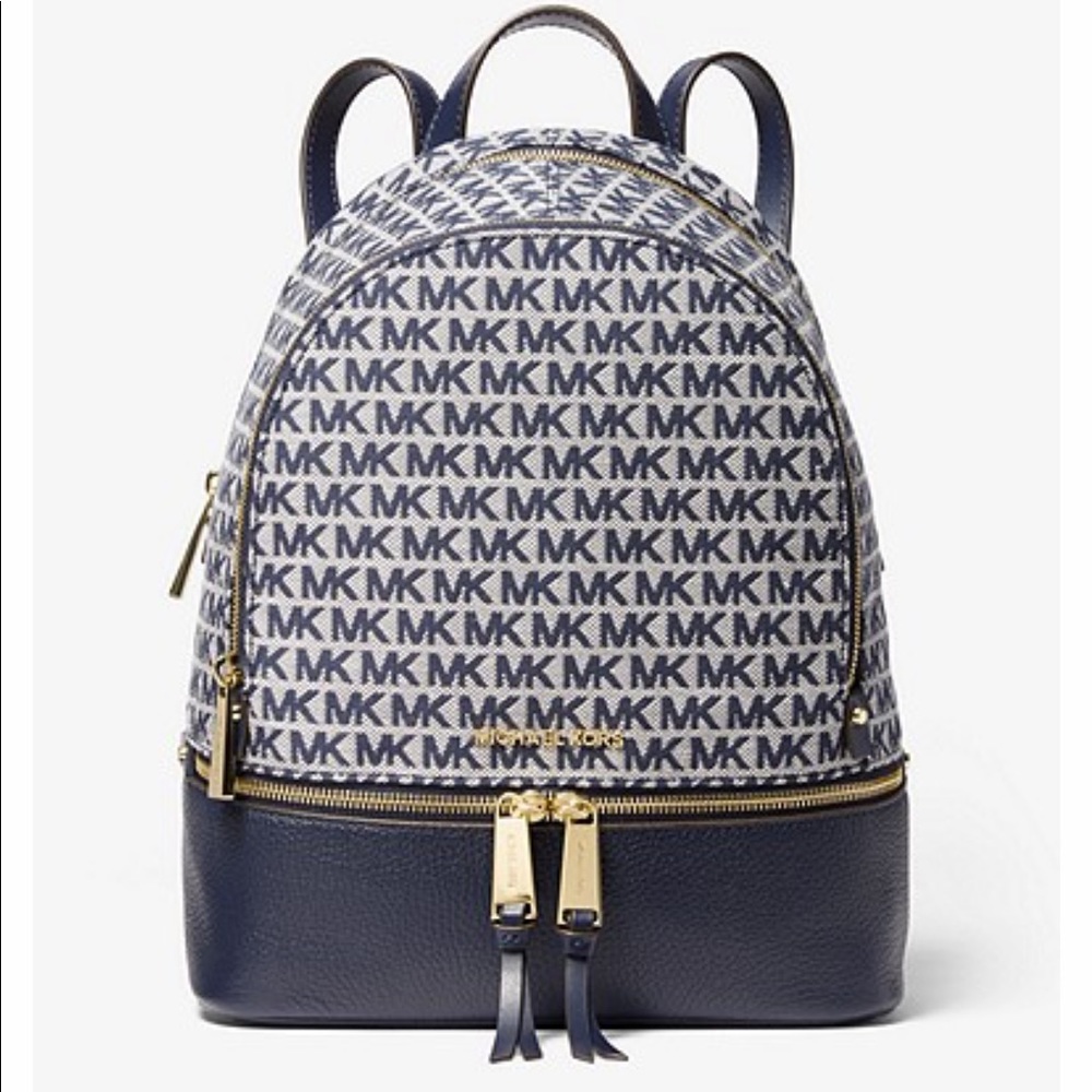 MK Rhea Medium Logo Jacquard Backpack - Picture 2 of 15